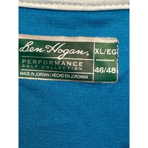 Ben Hogan Golf Polo Shirt Men XL Performance Polyester Blue Striped Short Sleeve - Picture 2 of 6